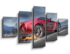 Obraz 5D ptidln - 125 x 70 cm F_GS25589956 - Sports car moving on the road