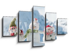 Obraz   Happy snowmans in mountain, 125 x 70 cm