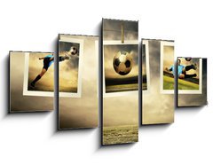 Obraz   Photocards of football players on the outdoor field, 125 x 70 cm