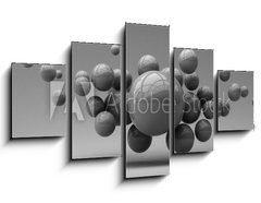Obraz 5D ptidln - 125 x 70 cm F_GS285452318 - Flying spheres on a white background. 3d rendering. Illustration for advertising.