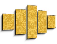 Obraz 5D ptidln - 125 x 70 cm F_GS28895501 - Luxury seamless golden floral wallpaper