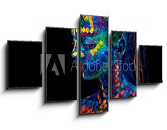 Obraz 5D ptidln - 125 x 70 cm F_GS294351588 - UV body art painting of helloween female african warrior