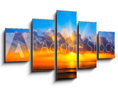 Obraz 5D ptidln - 125 x 70 cm F_GS299602179 - panorama of sunset with lighted clouds on the sea