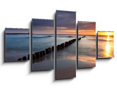 Obraz 5D ptidln - 125 x 70 cm F_GS30334255 - Beautiful sunrise at baltic beach in Poland - Hel