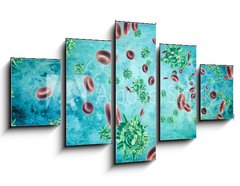 Obraz 5D ptidln - 125 x 70 cm F_GS319192851 - Human blood cells and virus. 3d rendering