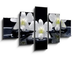 Obraz ptidln 5D - 125 x 70 cm F_GS32251402 - Spa Still life with beautiful white orchid on therapy stones