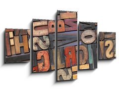 Obraz ptidln 5D - 125 x 70 cm F_GS32651185 - letterpress wood type with ink patina - knkov typ deva s inkoustovou patinou