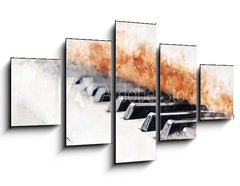 Obraz 5D ptidln - 125 x 70 cm F_GS331012703 - Abstract colorful piano keyboard on watercolor illustration painting background.