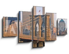 Obraz 5D ptidln - 125 x 70 cm F_GS332057516 - View of the World Trade Towers, Brooklyn Bridge with TV helicopter, New York City, NY