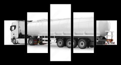 Obraz 5D ptidln - 125 x 70 cm F_GS340311682 - Tanker truck 3D rendering isolated on white background. Side
