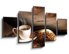 Obraz 5D ptidln - 125 x 70 cm F_GS34083864 - Steaming cup of coffee - Napaovac lek kvy