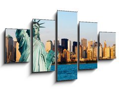 Obraz 5D ptidln - 125 x 70 cm F_GS36398482 - New York Manhattan statue de la Libert - New York Manhattan socha de Libert
