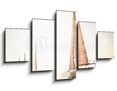 Obraz   Sailing ship yachts with white sails, 125 x 70 cm