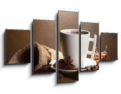 Obraz 5D ptidln - 125 x 70 cm F_GS38114292 - cup of hot chocolate, cinnamon sticks, nuts and chocolate
