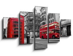 Obraz ptidln 5D - 125 x 70 cm F_GS38435488 - Cabine tlphonique et bus rouges   Londres (UK)