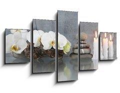 Obraz   Stilleben, Orchidee mit Kerzen, 125 x 70 cm