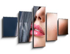Obraz 5D ptidln - 125 x 70 cm F_GS38827611 - Fashion Brunette. Beautiful Makeup and Healthy Black Hair