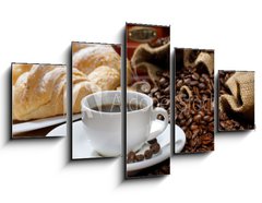Obraz 5D ptidln - 125 x 70 cm F_GS39147231 - coffee cup with croissant
