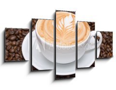 Obraz   Coffee cup with coffee beans background, 125 x 70 cm