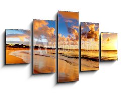 Obraz 5D ptidln - 125 x 70 cm F_GS40275471 - beautiful sunset on the  beach - krsn zpad slunce na pli
