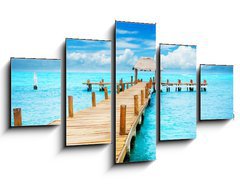 Obraz 5D ptidln - 125 x 70 cm F_GS40822521 - Vacation in Tropic Paradise. Jetty on Isla Mujeres, Mexico