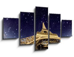Obraz   Stars and Night Sky above Eiffel Tower in Paris, 125 x 70 cm