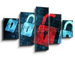 Obraz   Security concept: Lock on digital screen, 125 x 70 cm