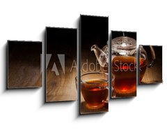 Obraz 5D ptidln - 125 x 70 cm F_GS42063091 - Tea Set on a Wooden Table