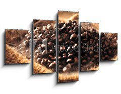 Obraz   Coffee beans with smoke in burlap sack, 125 x 70 cm