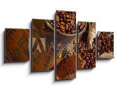 Obraz 5D ptidln - 125 x 70 cm F_GS42595888 - Kaffee. Kaffeebohnen und Kaffeem hle