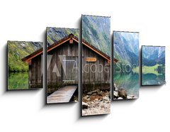 Obraz 5D ptidln - 125 x 70 cm F_GS42625977 - log cabin in Obersee,koenigssee, Berchtesgaden