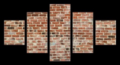 Obraz 5D ptidln - 125 x 70 cm F_GS434149038 - Panoramic rugged old red brown bricks wall. texture background