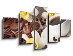 Obraz 5D ptidln - 125 x 70 cm F_GS43427094 - cup of coffee and chocolate cake