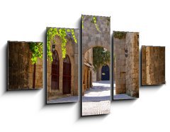 Obraz 5D ptidln - 125 x 70 cm F_GS43877162 - Medieval arched street in the old town of Rhodes, Greece