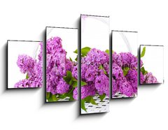 Obraz   beautiful lilac flowers in basket isolated on white, 125 x 70 cm