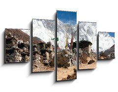 Obraz   buddhist prayer walls or prayer stupas in nepal, 125 x 70 cm