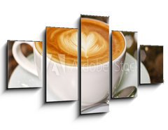 Obraz   Cappuccino or latte coffee with heart shape, 125 x 70 cm