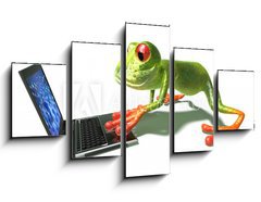 Obraz   Grenouille devant un ordinateur portable, 125 x 70 cm