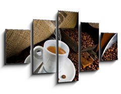 Obraz 5D ptidln - 125 x 70 cm F_GS45158931 - Coffee smoking on the coffee beans background