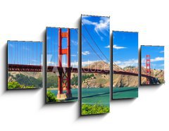 Obraz 5D ptidln - 125 x 70 cm F_GS45170753 - Golden gate bridge vivid day landscape, San Francisco