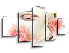 Obraz 5D ptidln - 125 x 70 cm F_GS46461060 - cups of tea with roses isolated on white