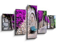 Obraz   Vibrant flower draped pathway in Capri, Italy, 125 x 70 cm