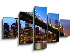 Obraz   Manhattan panorama with Brooklyn Bridge at sunset in New York, 125 x 70 cm