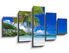 Obraz 5D ptidln - 125 x 70 cm F_GS53260396 - cocotier pench sur plage des Seychelles