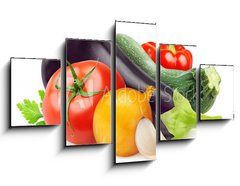 Obraz 5D ptidln - 125 x 70 cm F_GS54339773 - Fresh vegetables isolated on white - erstv zelenina izolovanch na blm