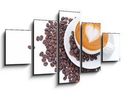 Obraz 5D ptidln - 125 x 70 cm F_GS54856879 - A cup of cafe latte and coffee beans on white