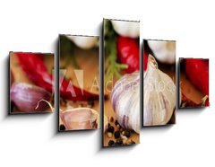 Obraz 5D ptidln - 125 x 70 cm F_GS55800520 - Garlic and spices - esnek a koen