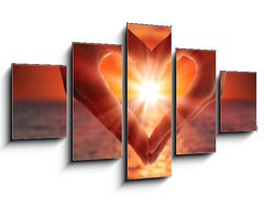 Obraz 5D ptidln - 125 x 70 cm F_GS56533400 - sunset in heart hands - zpad slunce v rukou srdce