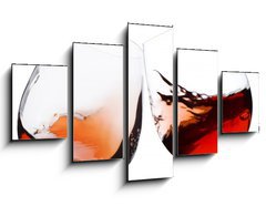 Obraz ptidln 5D - 125 x 70 cm F_GS5976229 - pair of moving wine glasses over a white background, cheers  - pr pohybujcch se sklenic na blm pozad, na zdrav