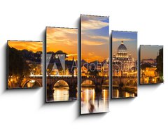 Obraz 5D ptidln - 125 x 70 cm F_GS60069583 - Sunset view of Basilica St Peter and river Tiber in Rome. Italy